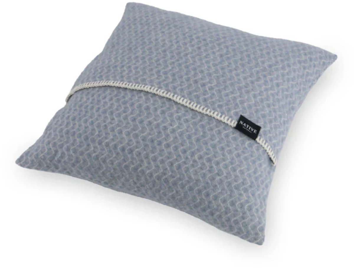 WOOOL® Kussen - WAVES (Blauw) - 45x45cm - 100% Wol