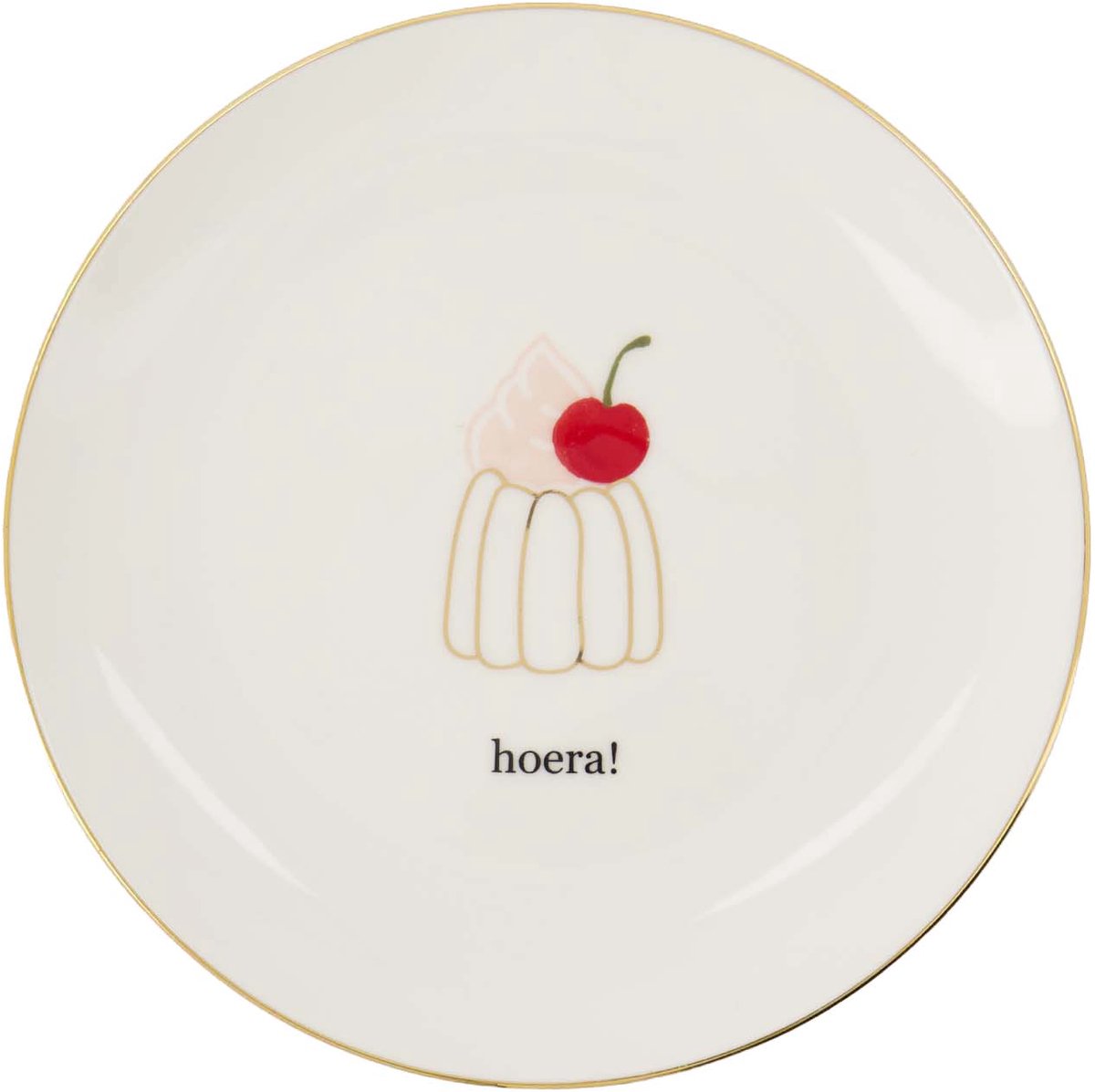 Zusss Gebaksbordje Taartje Hoera Keramiek Wit / Roze / Rood