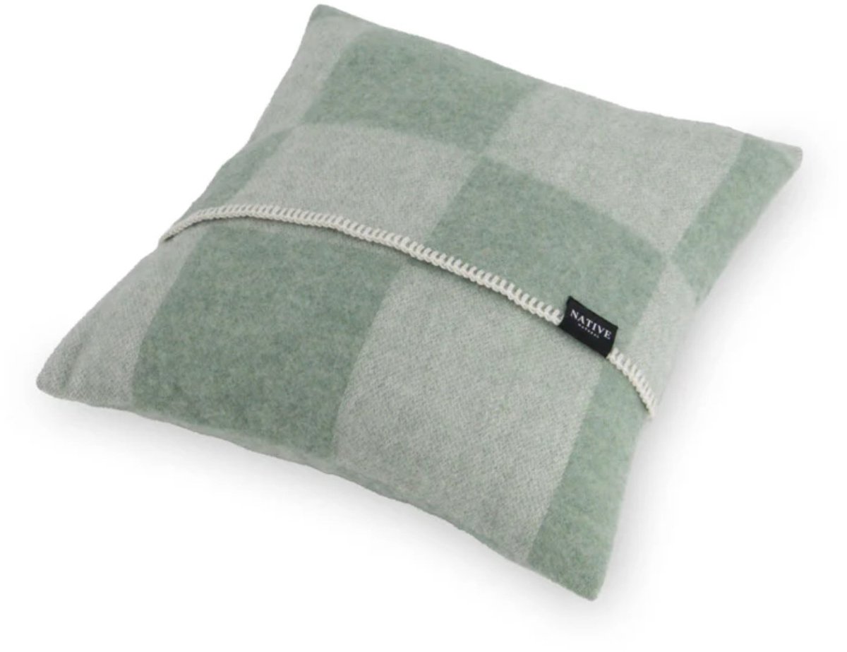 WOOOL® Kussen - CHECKERBOARD (Groen) - 45x45cm - 100% Wol