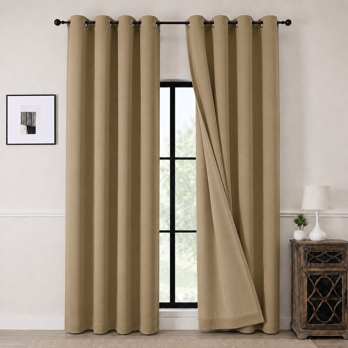 Kant en klaar Gordijn met Ringen – 99% Verduisterend – 132x175 CM – Bruin – Everyday Elegance Premium