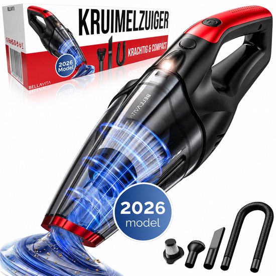 BELLAVITA Kruimelzuiger Snoerloos Rood HEPA Filter LED