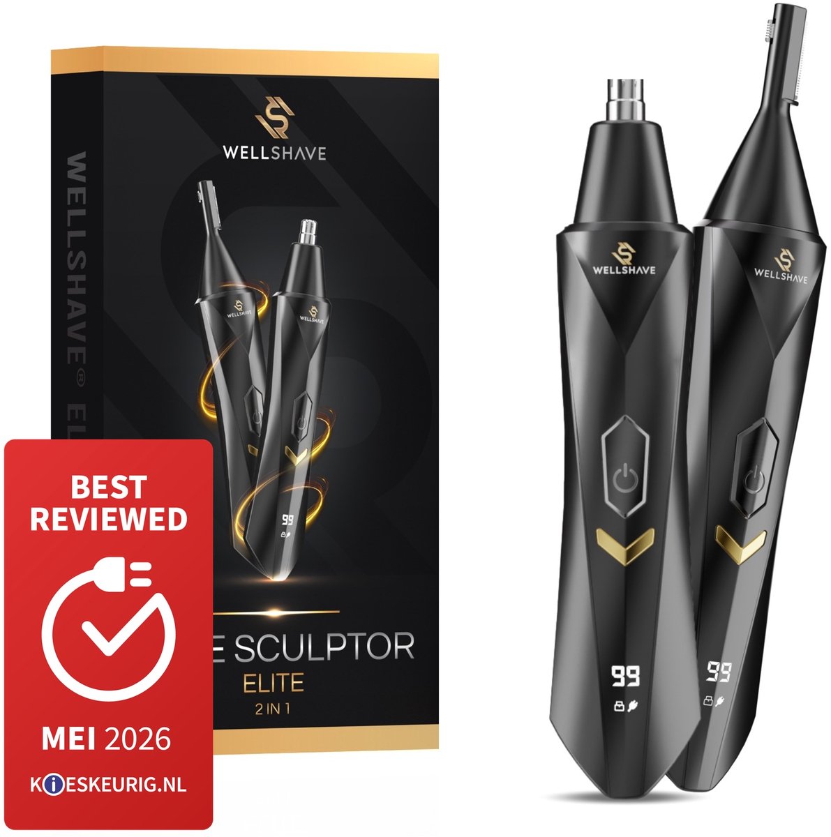 Wellshave Neustrimmer 2 in 1 Elite - Wenkbrauw en Oorhaar trimmer - Neustrimmer mannen - Wenkbrauw Trimmer - Neushaartrimmer