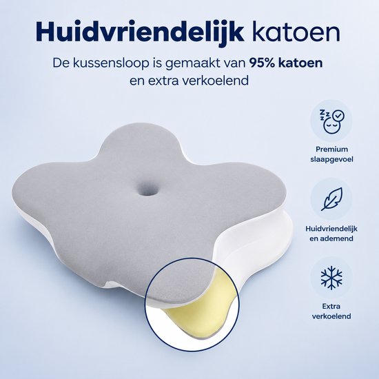 Ergonomisch Hoofdkussen - 95% Katoen - Hoofdkussen Nekklachten - Vlinderkussen - Voor Rug-, Buik- en Zijslapers - Memory Foam - Traagschuim Kussen - Slaapkussen - Kussen - Ergonomisch Kussen - Orthopedische Kussens - Zacht