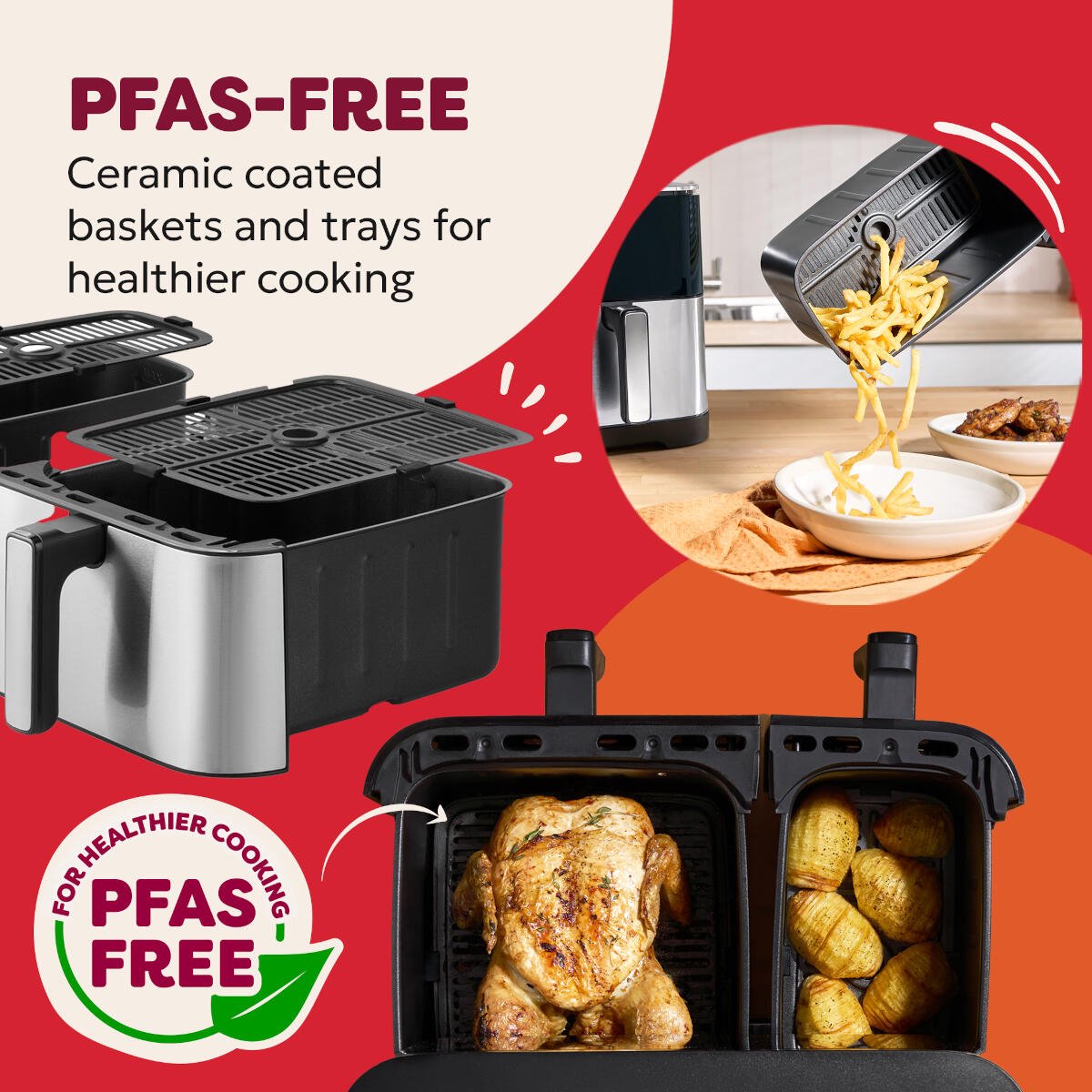 Instant Pot Vortex Dual 11L PFAS-vrije Airfryer - Dubbele mand 7L + 4L - 8-in-1 kookfuncties - EvenCrisp™ Technologie - SyncCook™ & SyncFinish™ - Snelle energiezuinige airfryer voor het hele gezin thumbnail 7