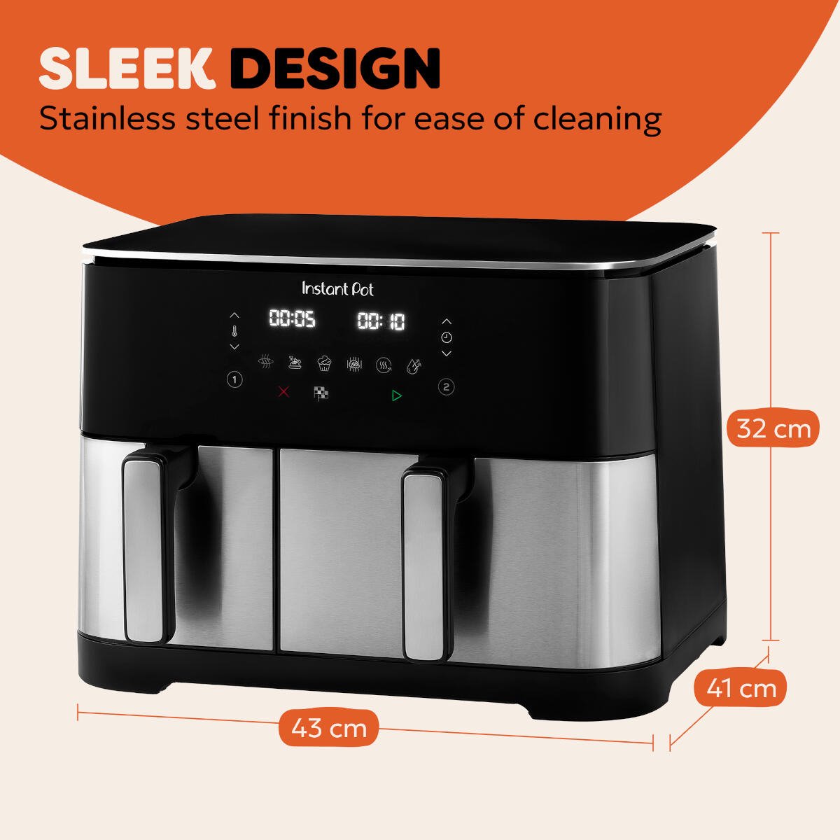 Instant Pot Vortex Dual 11L PFAS-vrije Airfryer - Dubbele mand 7L + 4L - 8-in-1 kookfuncties - EvenCrisp™ Technologie - SyncCook™ & SyncFinish™ - Snelle energiezuinige airfryer voor het hele gezin thumbnail 2