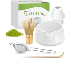 Ameeze® Premium Matcha Set - Matcha Starterkit - Matcha Kom - Klopper - Bamboe Borstel - Inclusief Recepten E-book – Matcha Leaf - Japanse Theeset
