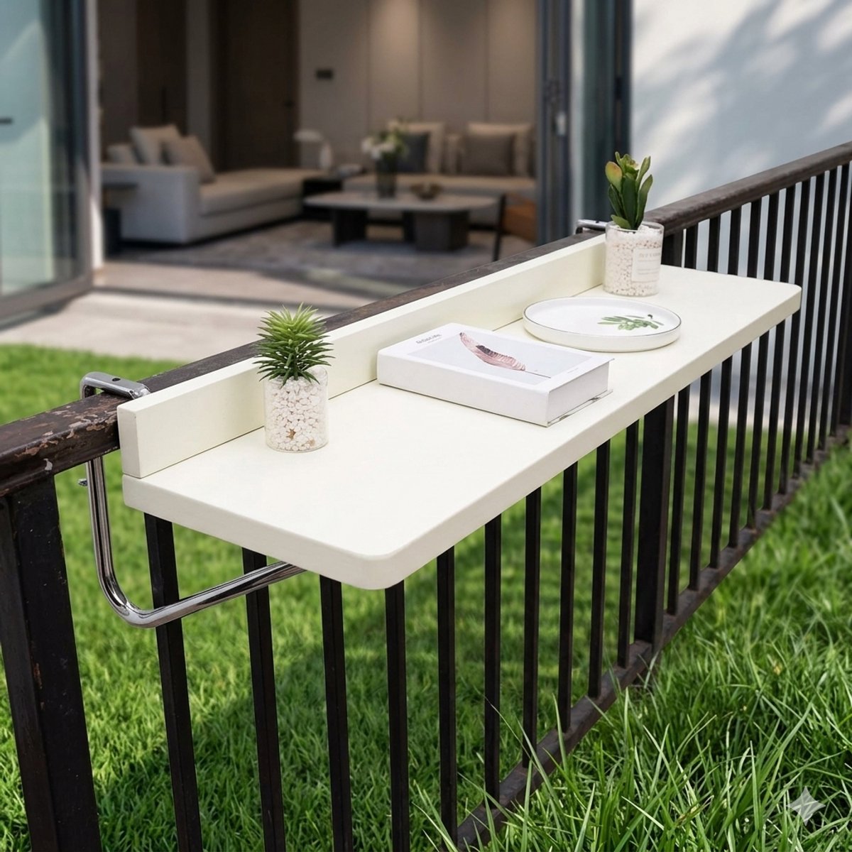 Balkontafel Inklapbaar Verstelbaar – Wandgemonteerde Balkon Tafel voor Balkon, Terras en Tuin, Ruimtebesparende Hangtafel met Hoogteverstelling – Mobili Bella