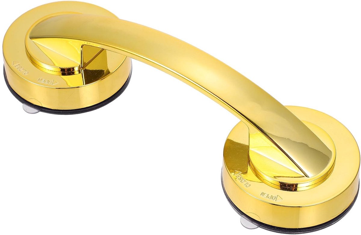 Dailygoods- Zuignap Handgreep Ergonomisch - Gouden Veiligheidsgreep - Antislip Grip - Herbruikbaar - Zonder Boren - ABS Materiaal - 18x6x4,5 cm - Badkuipgreep