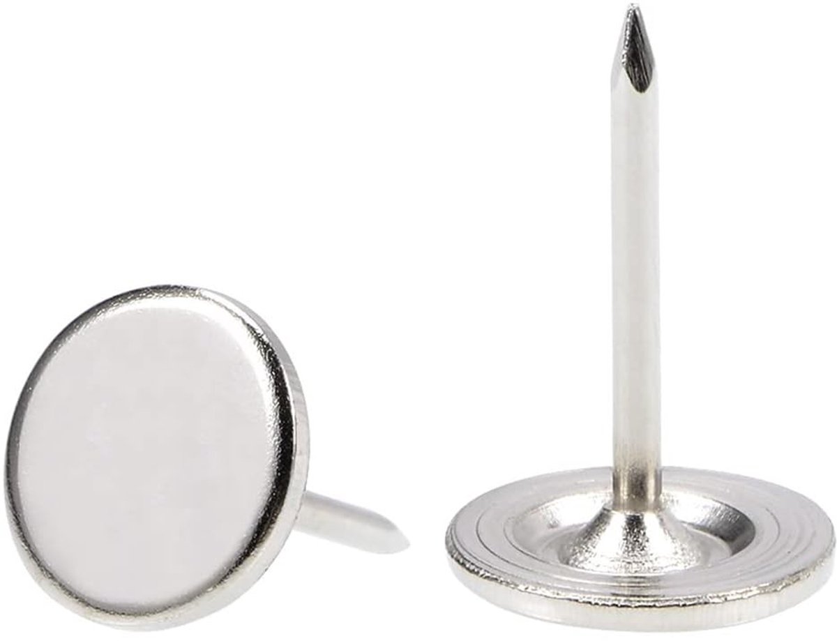 Dailygoods- Pushpinnen 150 stuks - Zware Decoratieve Duimspijkers - Platte Kop - Duurzaam Metaal - 11 mm x 17 mm - Voor Thuis/Office Gebruik