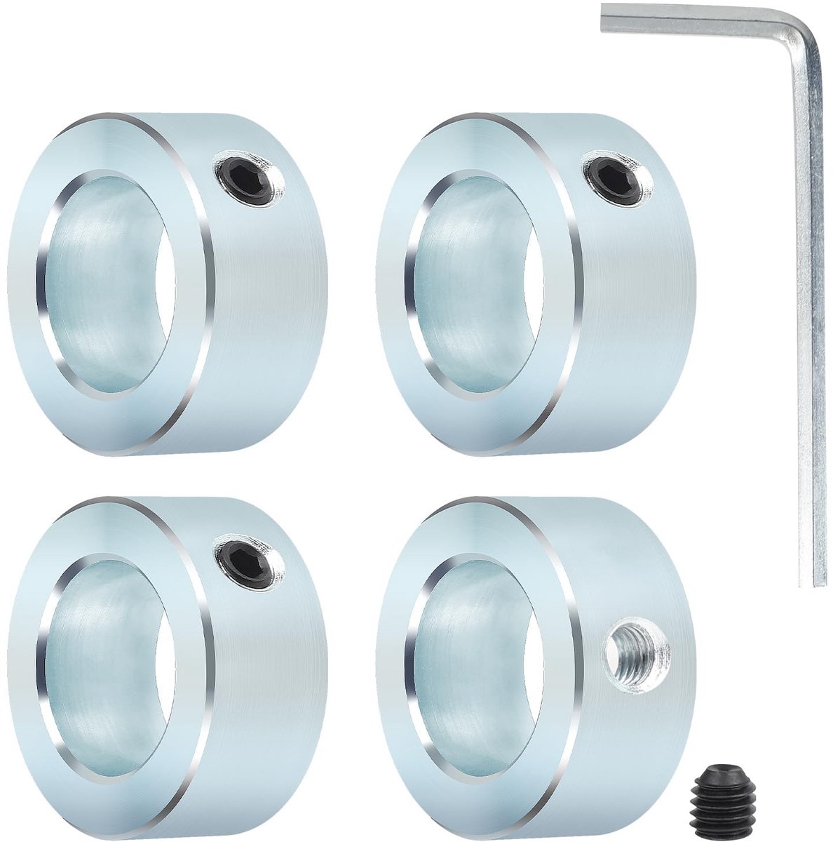 Dailygoods- Stelringen 4 Stuks - Binnendiameter 20 mm - Buitendiameter 32 mm - Koolstofstaal - Met Inbussleutel - Voor Asverbindingen - Asverbinding