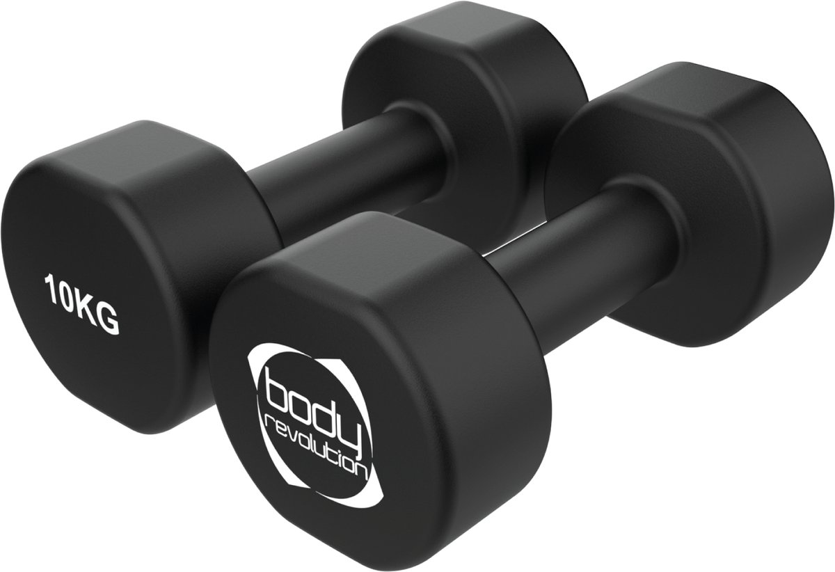 Neopreen dumbbells 2 x 10 kg, anti-slip