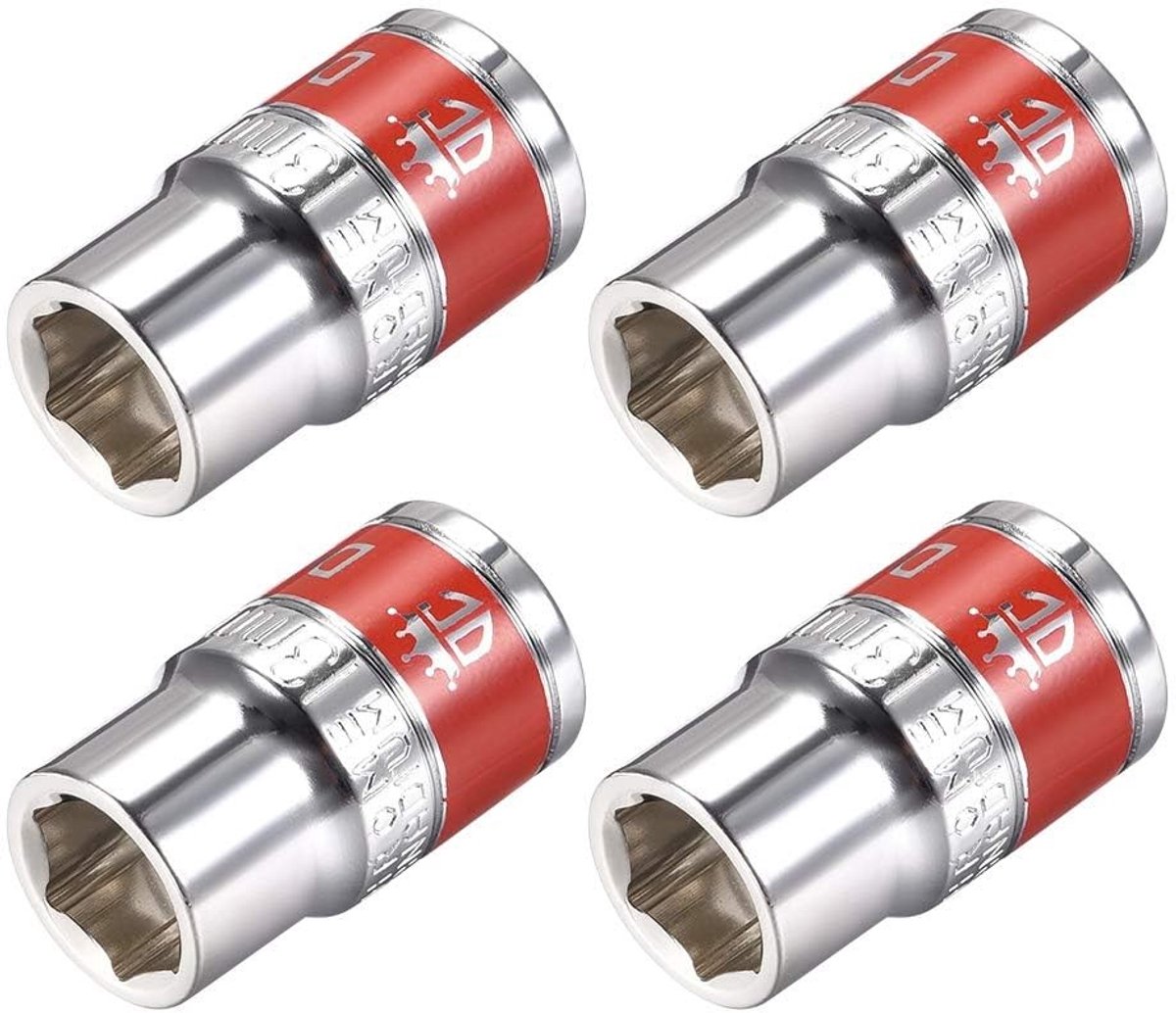 Dailygoods- Socket 1/2 inch - 13 mm Ondiepe Socket - 4 Stuks - Chroom-Vanadiumstaal - 6-Punts - Duurzaam en Slijtvast - Dopsleutel