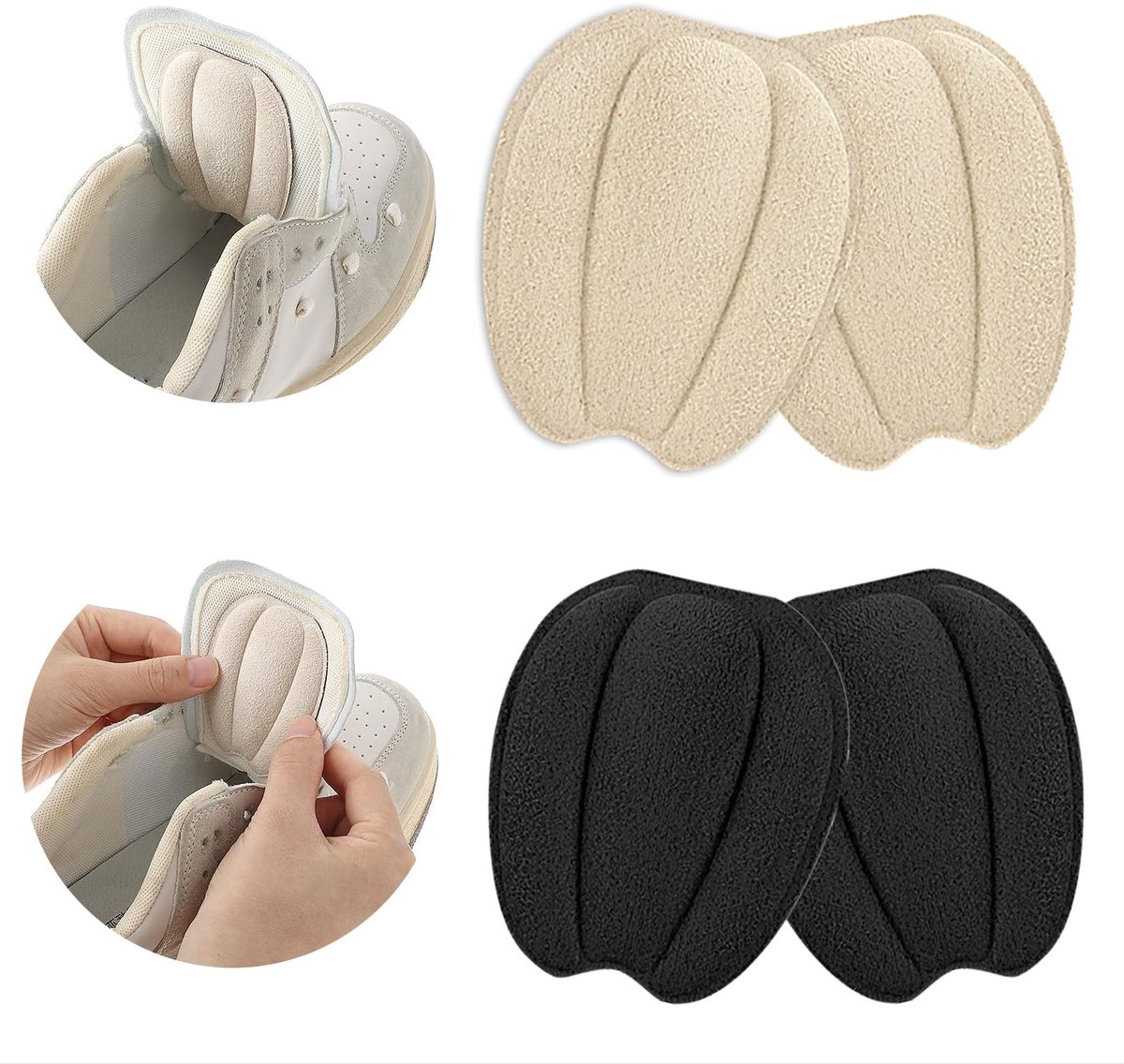 Dailygoods- Hielkussentjes 4 Stuks - Maatvermindering - Antislip Tongpads - Ondersteunend Ontwerp - Dikte 0,66-0,71 cm - Geschikt voor Mannen/Vrouwen - Schoeninlegzolen