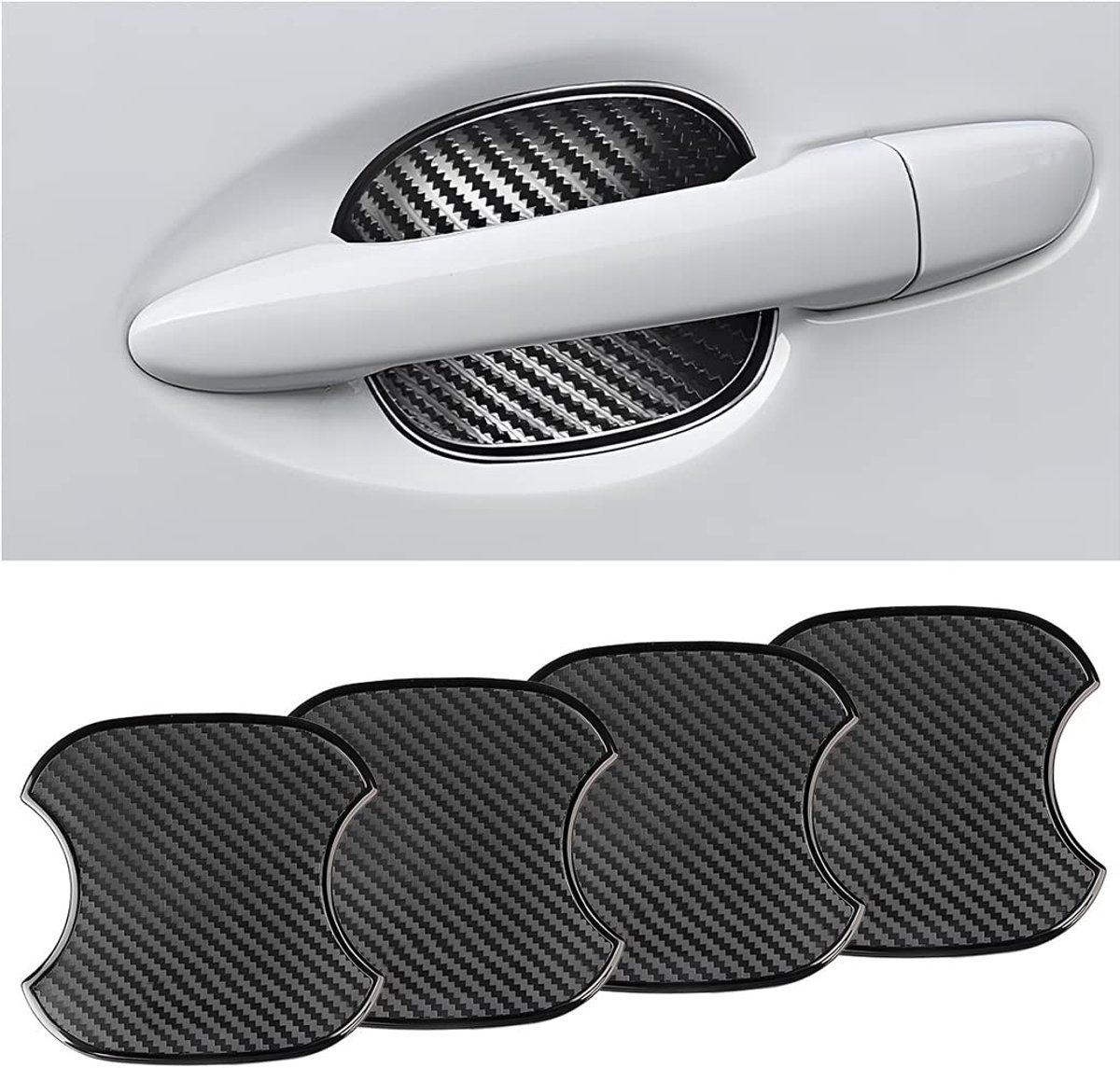 Dailygoods- Autodeurgreep Beschermfolie 4-pack - TPU/Koolstofvezel - Universeel - Waterdicht - Krasbestendig - Afmetingen 99x100 mm - Deurgreepsticker