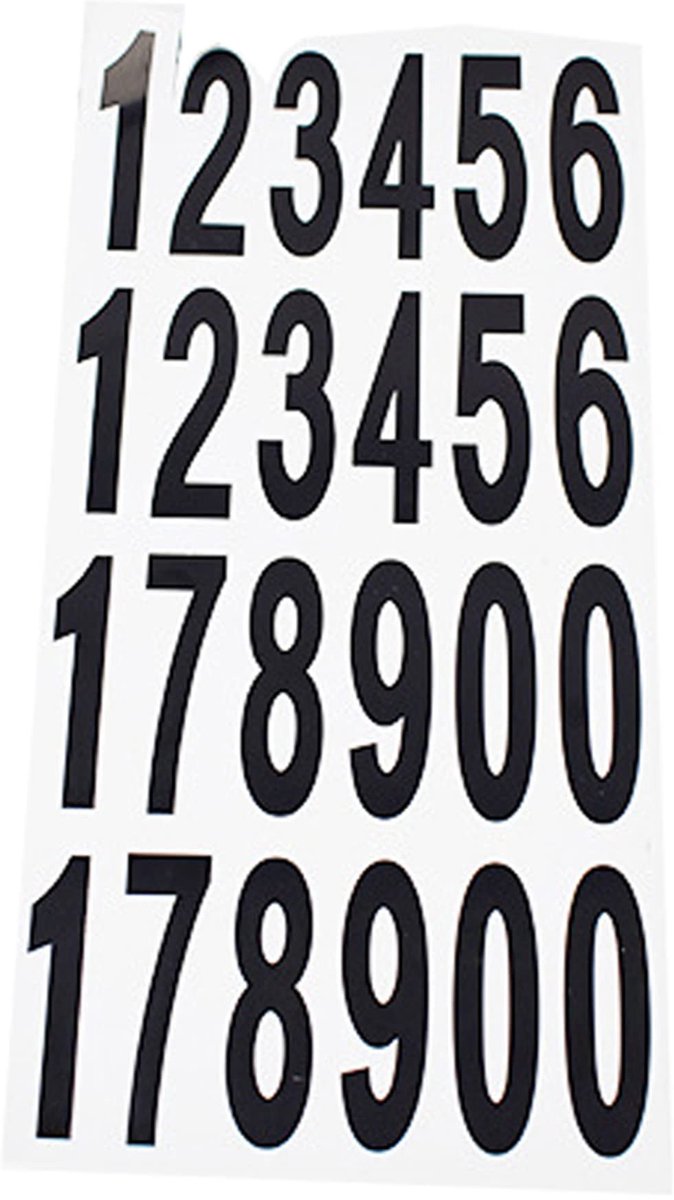 Dailygoods- Nummerstickers 10 Vellen - Waterdichte/Oliebestendige Stickers - Huisnummer Stickers - Adresnummer Stickers - PVC Stickers - 76 x 25 mm - Huisnummerstickers