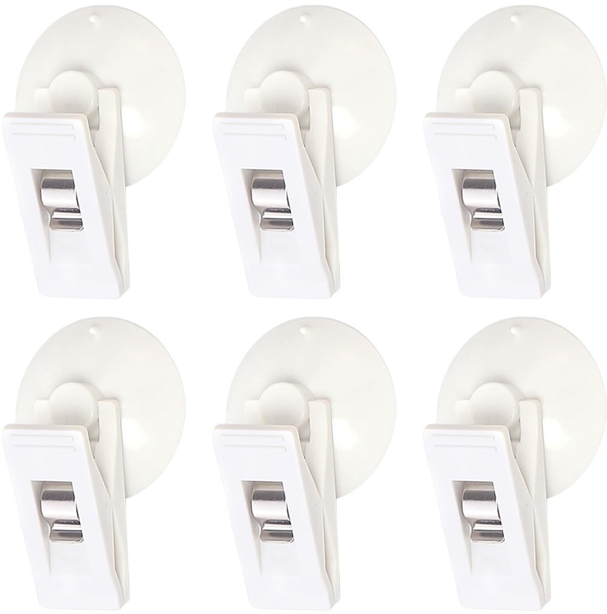 Dailygoods- Zuignapclips 6 Stuks - Vaste Clips - Parkeerkaartclips - Transparante Autoclips - Multifunctioneel - ABS Materiaal - Zuignaphouder