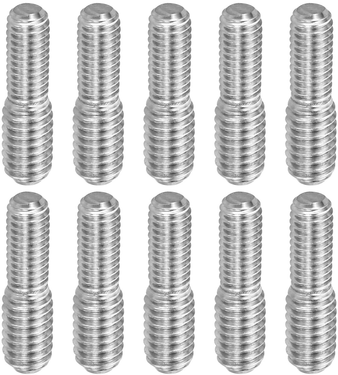 Dailygoods- Schroefdraad Pin - 10 Stuks - Dubbele Schroefdraadbouten - Roestvrij Staal 304 - Corrosiebestendig - Voor Industriële Toepassingen - Schroefadapter