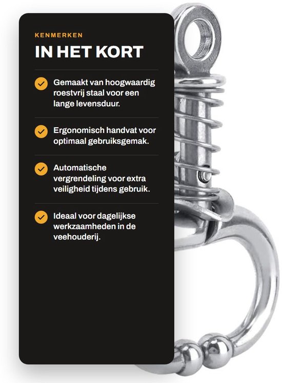 Allecto - Bull Nose Ring - Vee Neus Tang - Automatische Vergrendeling - Roestvrij Staal - Veehouderij Accessoire - Landbouwapparatuur - Geschikt vo... van Merkloos — afbeelding 2