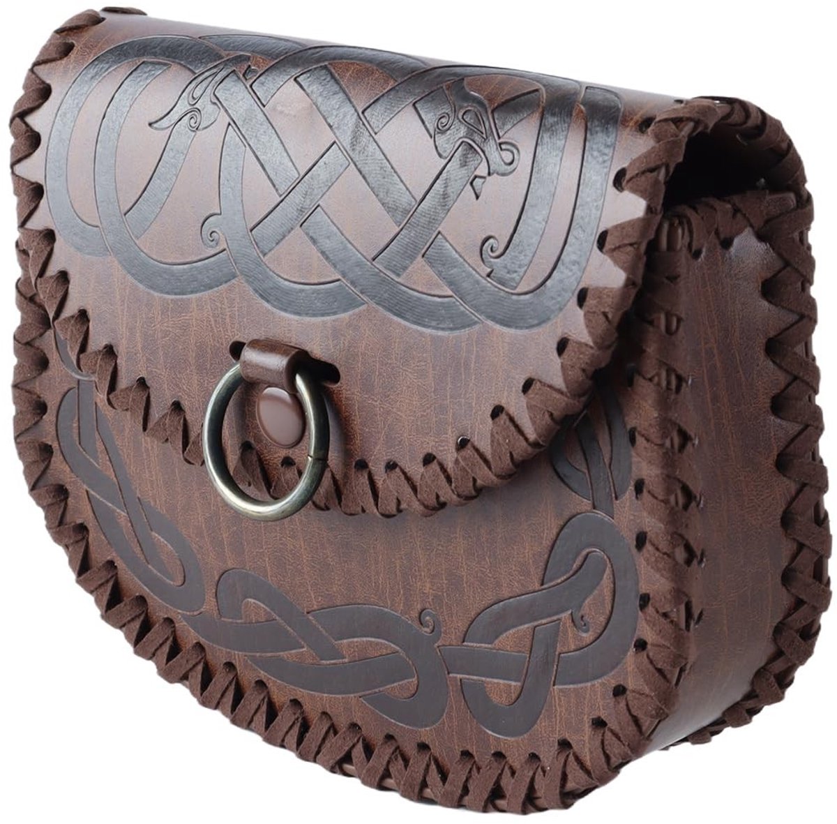 Dailygoods- Heuptasje Viking met reliëf - Retro zijtas - Draagbaar voor LARP/Ren Faire - Geschikt voor dagelijks gebruik - 18,5 x 14 x 4 cm - Lichtgewicht 150 g - Heuptas