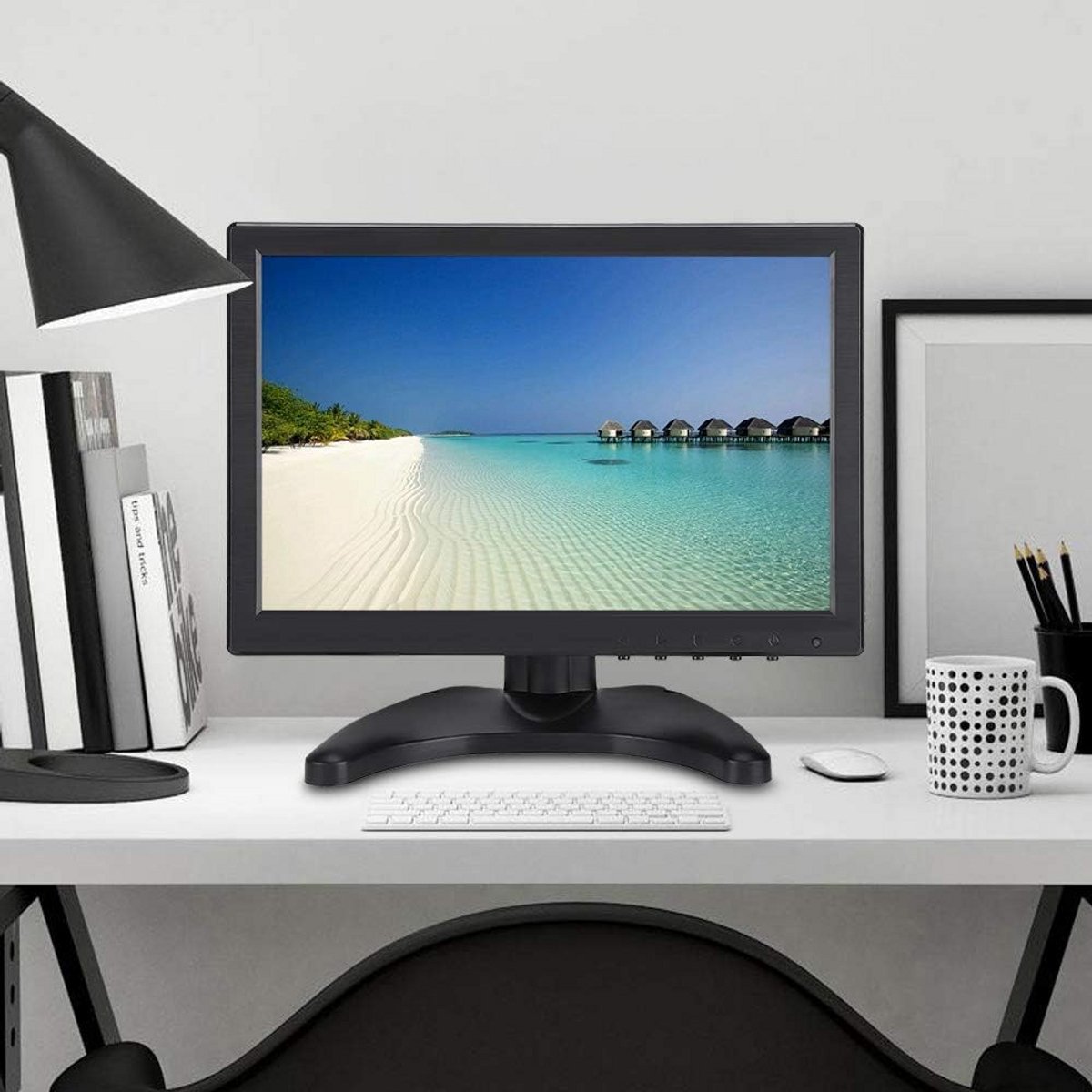 Draagbaar Scherm - Full HD Monitor - Extra Beelding - Vier Video Ingangen - 10.1 Inch - Zwart