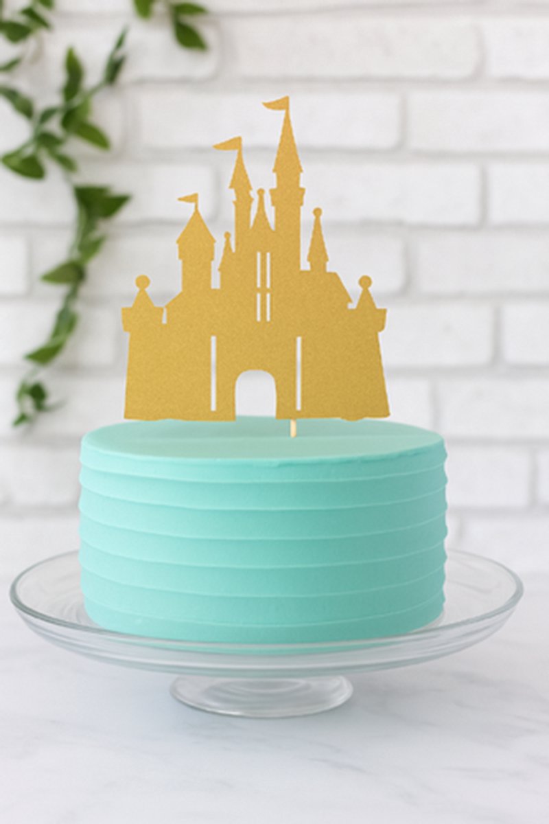 Taartdecoratie - Kasteel - Taarttopper - Prins - Prinses - Goud - Glitter
