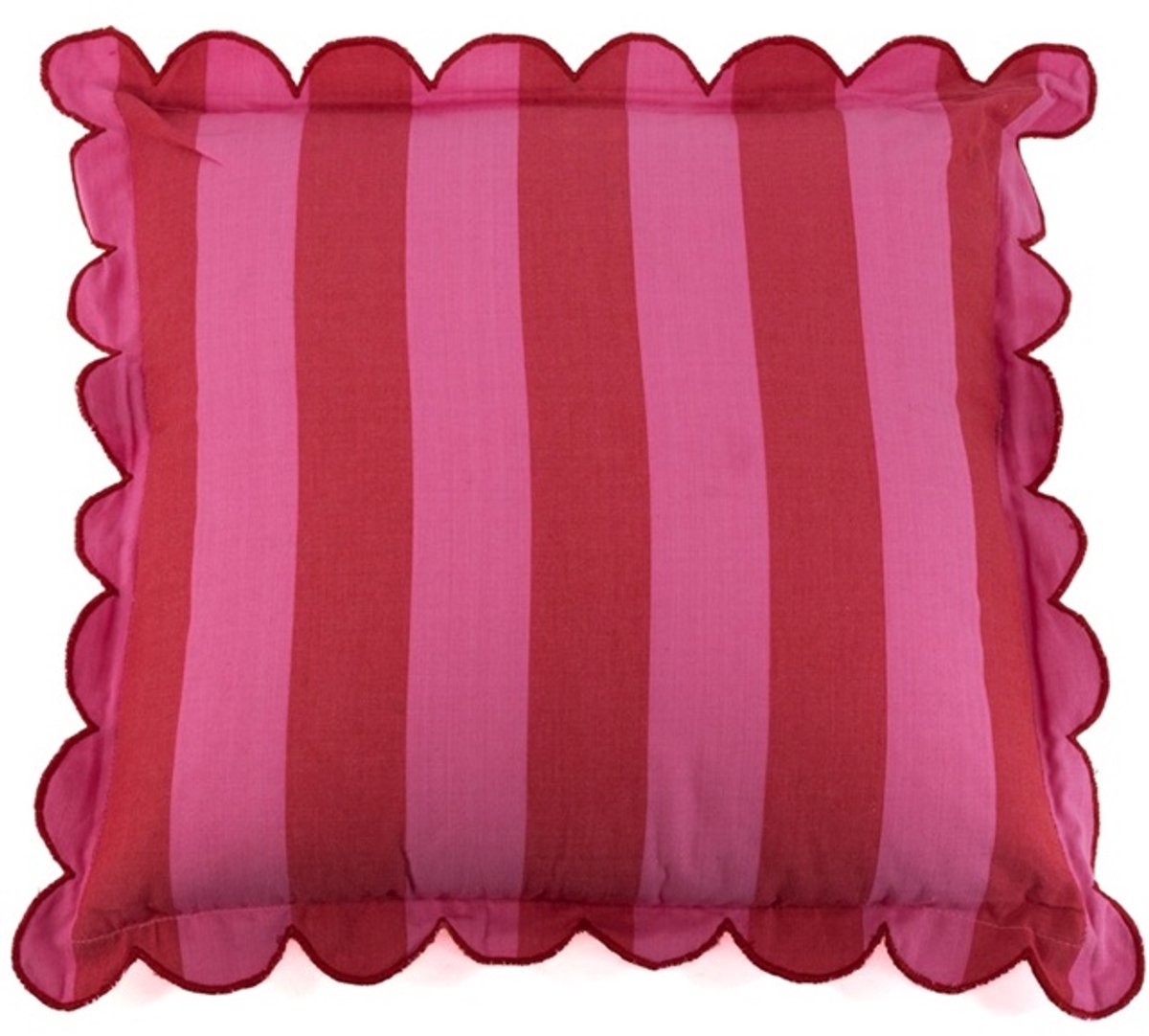 Kussen frills striped roze 45x45cm