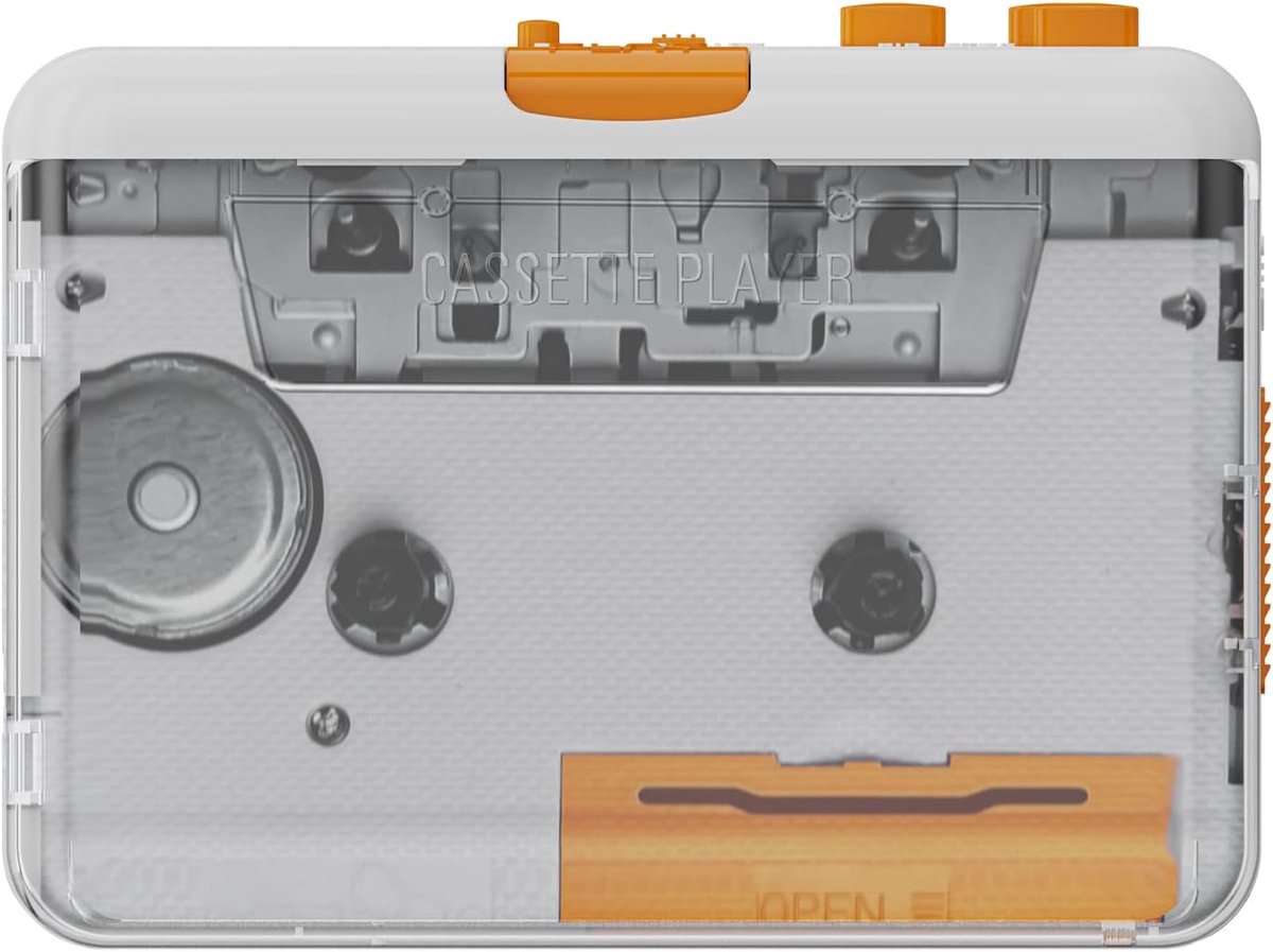 Portable cassette recorder, mono-/two-channel USB cassette recorder, converts cassette into MP3/CD converter via USB, compatible with laptops and PCs with 3.5mm headphone jack