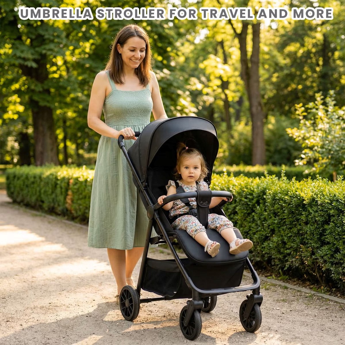 Venzor - Ultracompacte Kinderwagen – Zwart - Lichtgewicht Reisbuggy met Verstelbare Rugleuning - Grote Opbergmand & Luifel – Zwart