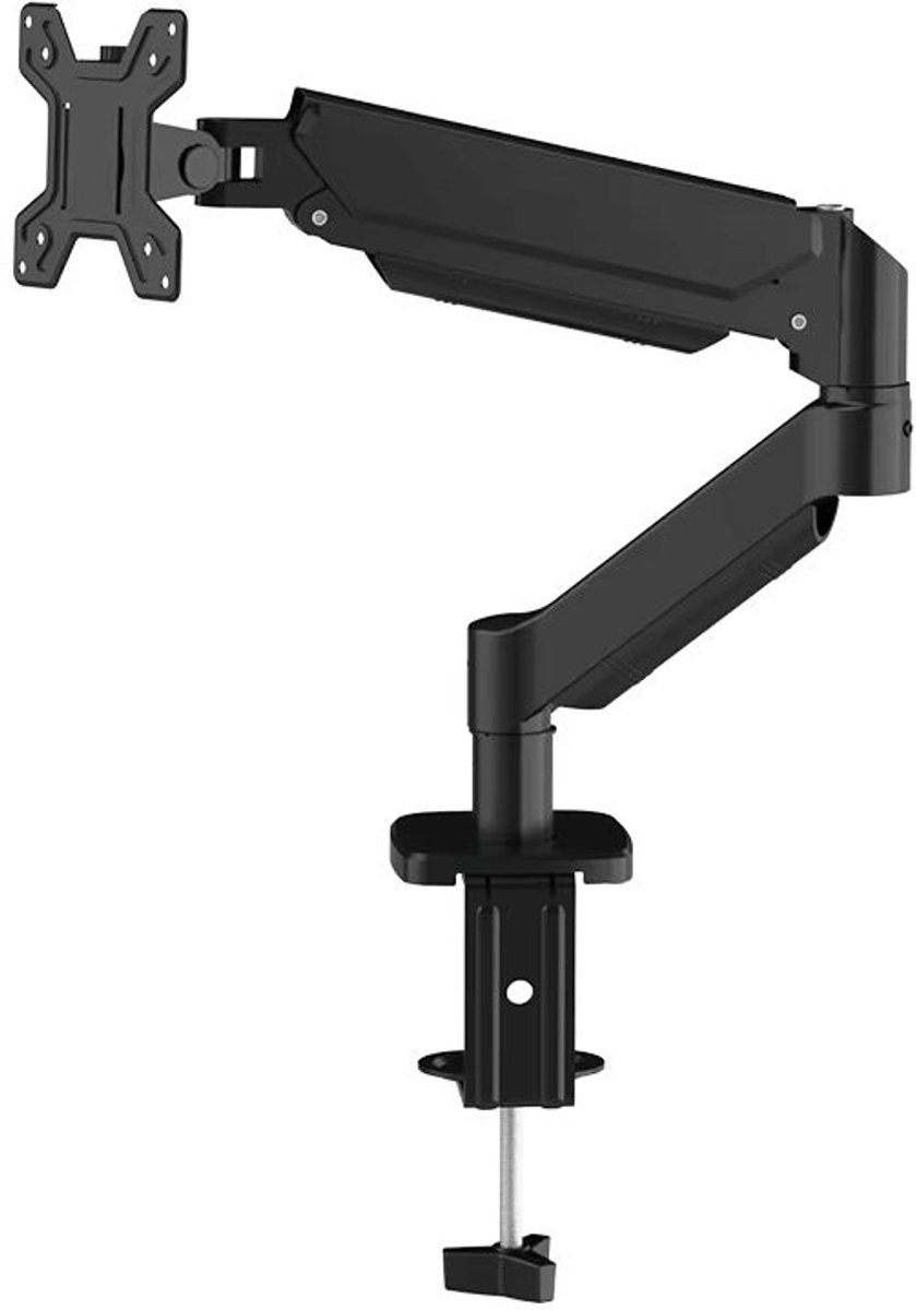 Venzor - Monitorarm Enkel – Volledig Beweegbare Bureausteun voor 17–32 inch Schermen, 10 kg Draagvermogen, Met Klem & Doorvoertule – Zwart