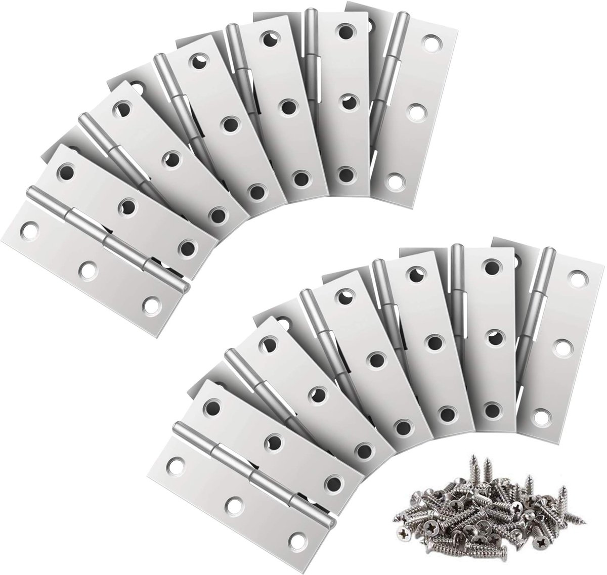 Dailygoods- Deurscharnier 24 Stuks - Roestvrij Stalen Scharnieren - Scharnier Reparatie Plaat - Connector met Schroef - Eenvoudige Installatie - Duurzaam Ontwerp