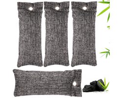 Dailygoods- Actieve Koolzakken 4 Stuks - Geurabsorbeerder - Herbruikbaar - Bamboehoutskool - Ademend - Duurzaam Materiaal - Geurabsorber