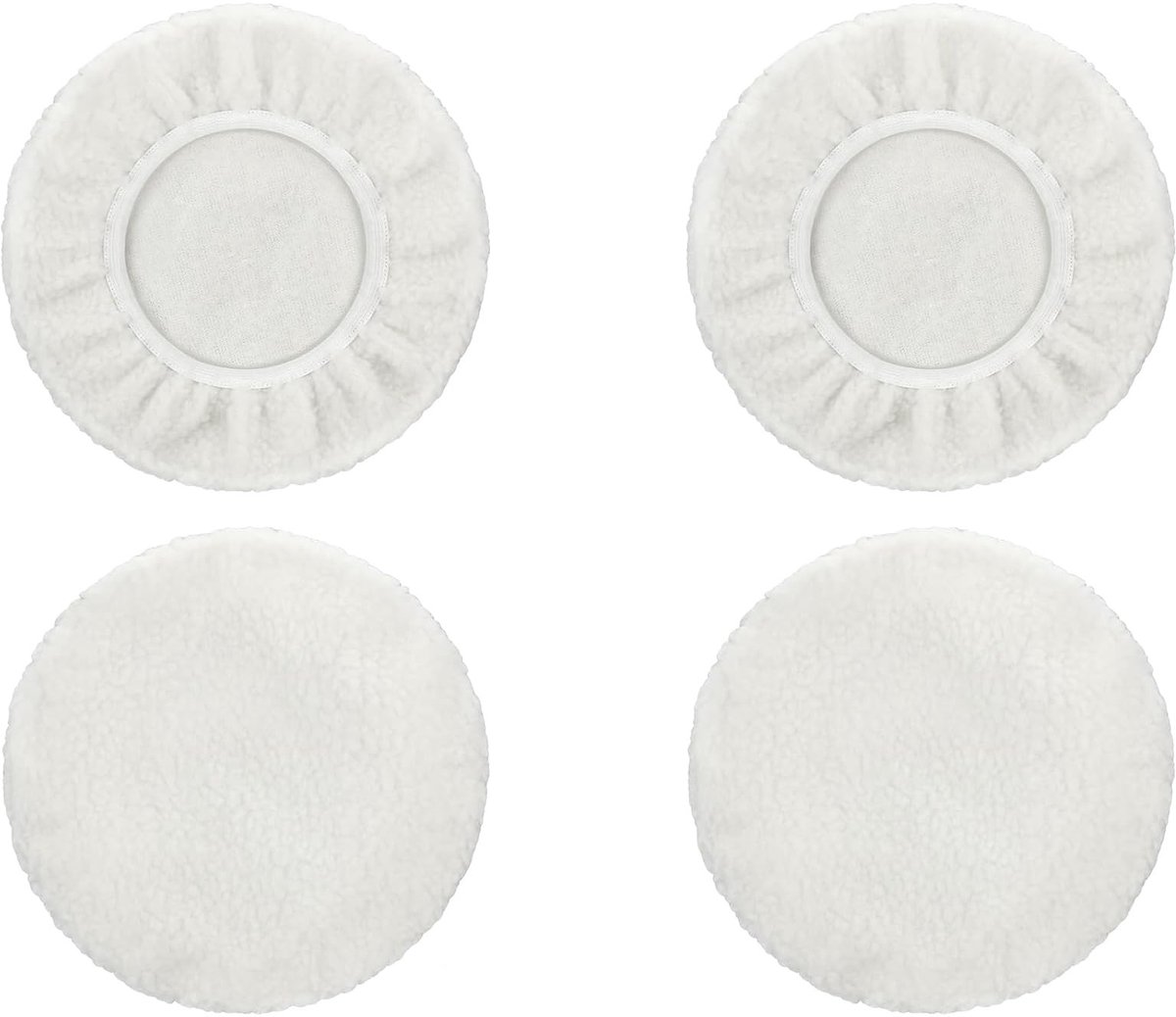 Dailygoods- Polijstkap Set van 4 - Lamswol Polijstschijven - Kunststof - Polijstschijven 125 mm - Polijstschijf 150 mm - Geschikt voor boormachine