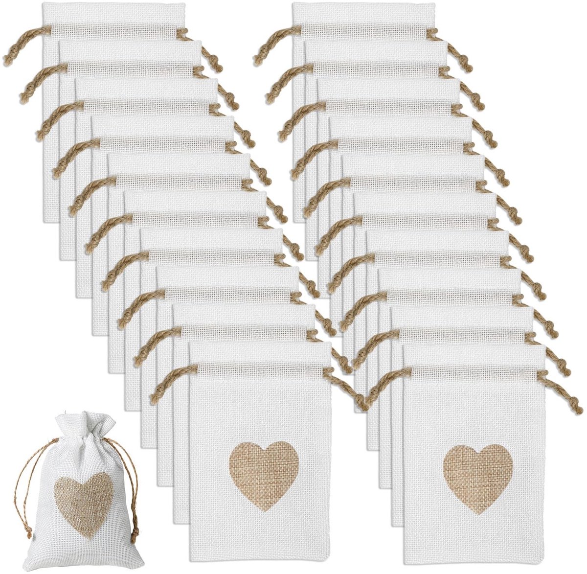 Dailygoods- Jute Zakjes 10 x 8 cm - Cadeauzakjes - Inpakzakjes - Geschenkpakket 20 Stuks - Milieuvriendelijk - Trekkoord Ontwerp