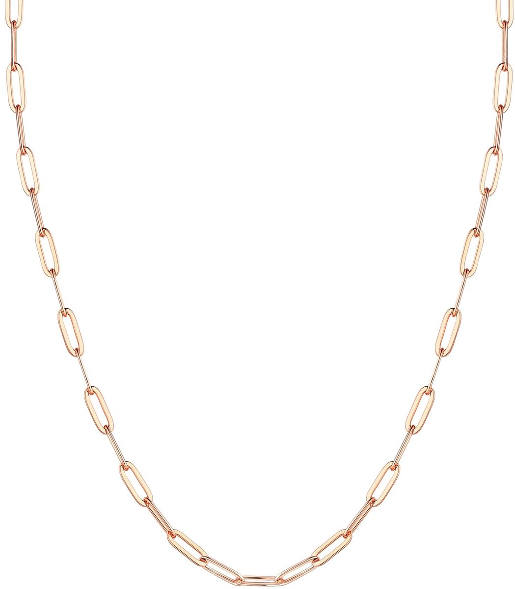 Dailygoods- Ketting Korte Paperclip Schakel - Roze Goud Verguld - 41cm - 3,3mm - Dames Ketting - Modieuze Accessoire - Sieraad