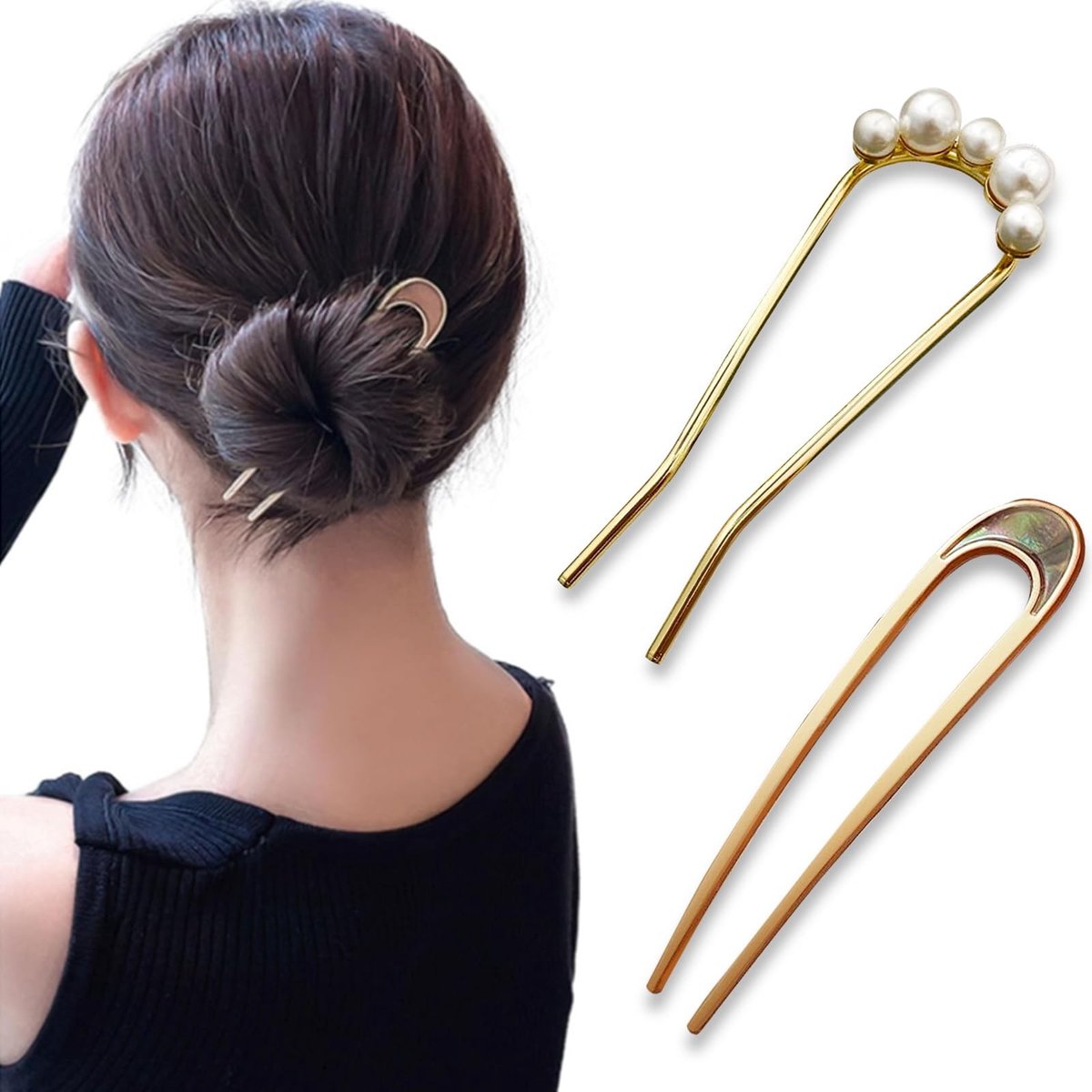 Dailygoods- Haarspeld U-vormig - 2 stuks - Metalen Haarspelden - Franse Stijl - Duurzaam Ontwerp - Geschikt voor Vrouwen en Meisjes - Haarkam