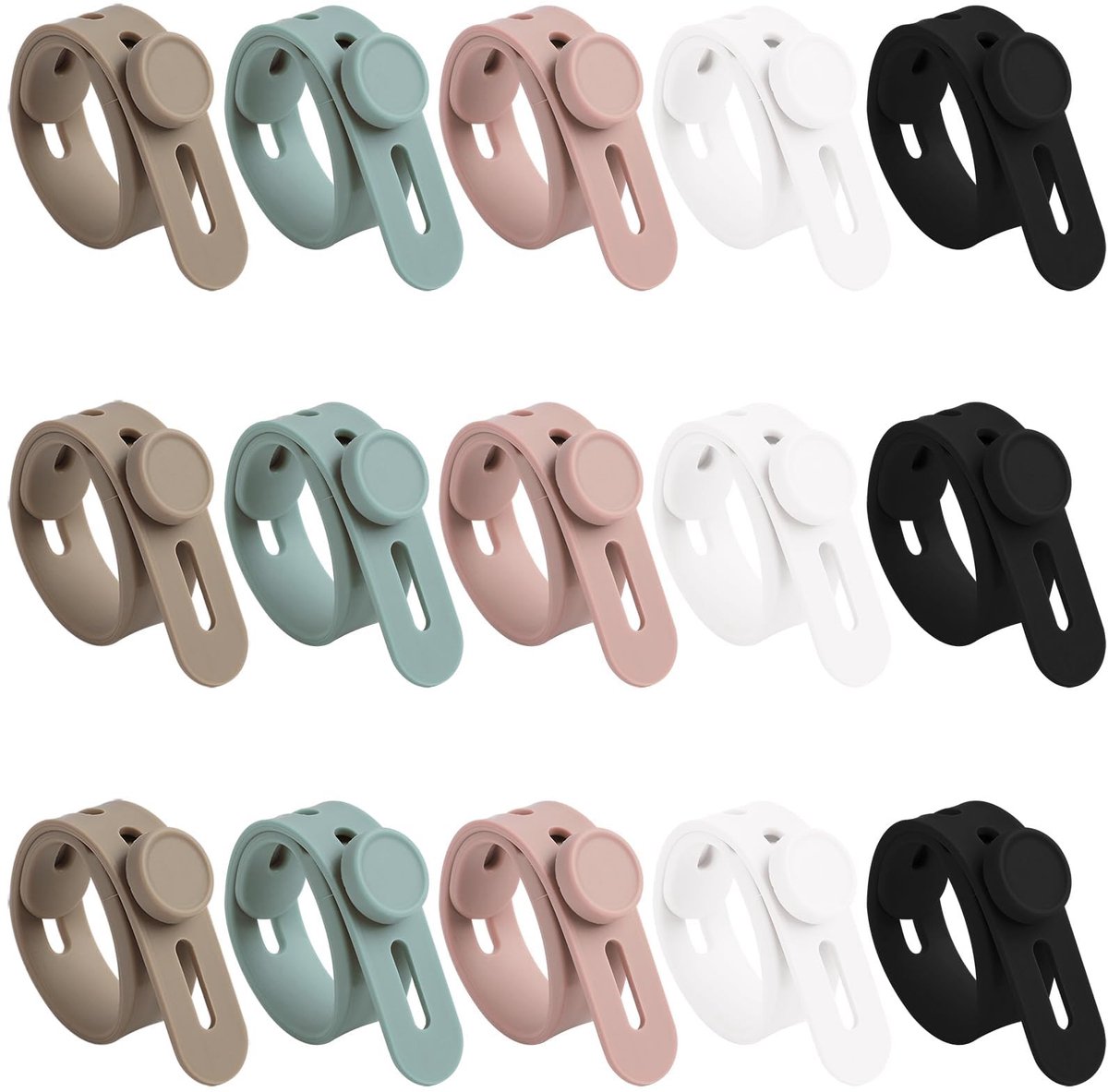 Dailygoods- Kabelbinders 15 stuks - Herbruikbaar - Verstelbaar - Waterdicht - Siliconen - Ideaal voor kabelorganisatie - Kabelorganizer