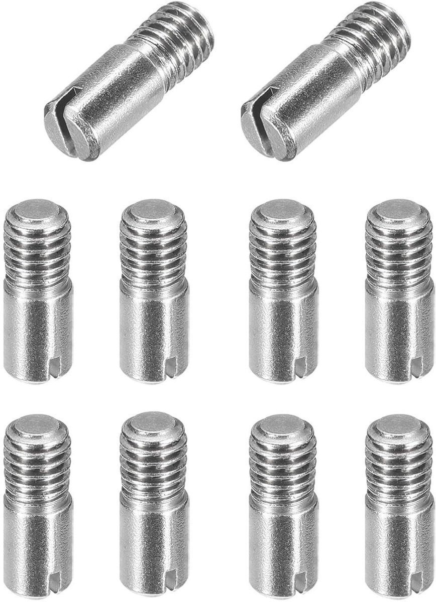 Dailygoods- Schroefdraadpen 10 Stuks - Roestvrij Staal 304 - M6 x 16 mm - Schroefdraadlengte 7,2 mm - Eenvoudig te Installeren - Duurzaam Ontwerp - Bevestigingspen
