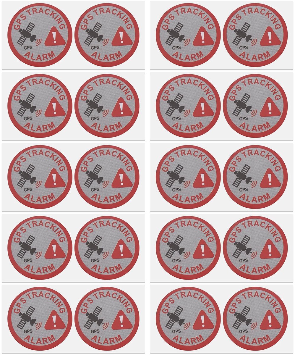 Dailygoods- Waarschuwing Sticker 20 Stuks - GPS Tracking Sticker - Zelfklevende Sticker - Waterdichte Sticker - Diefstal Bescherming - 3 cm Diameter - Diefstalsticker