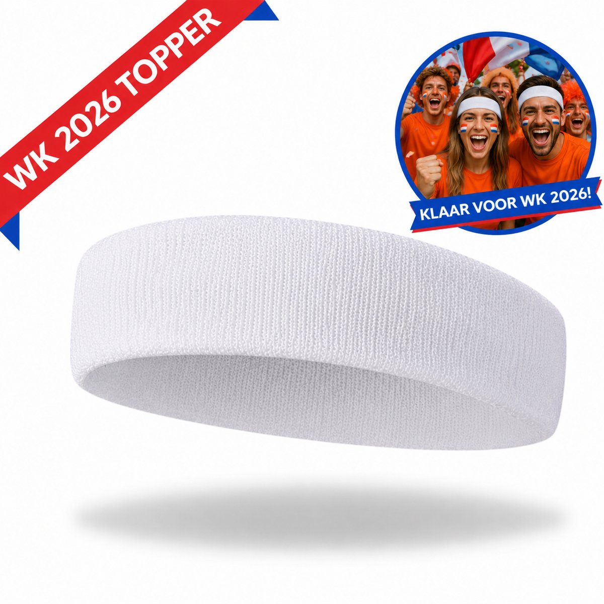 Hypify® | Hoofdband | Wit | One size | Zweetband | Haarband | WK2026