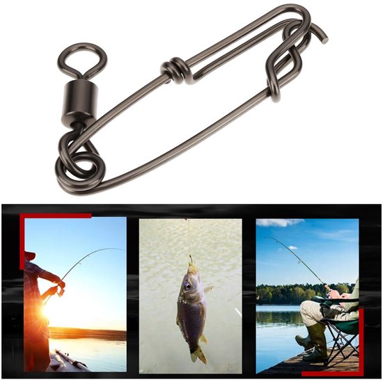 Dailygoods- Vissnoer 10PCS - Heavy Duty - Zoutwatervissen - Lange Lijn - Snaps - Roestvrij Staal - Max. Treksterkte 128 kg - Visclips van Dailygoods — afbeelding 3