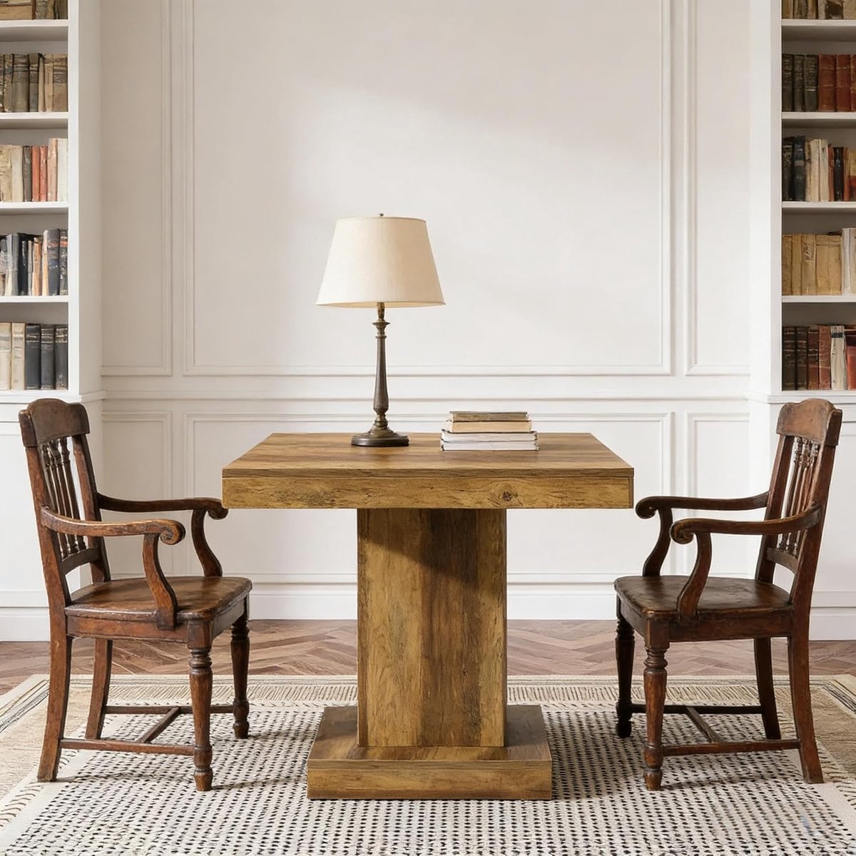 Rustic Farm Square Eettafel 80x80 cm – Ruimtebesparende Keukentafel voor 1-4 Personen, Landelijke MDF Tafel in Bruin, Multifunctionele Werk- en Eettafel 80 x 80 x 75 cm