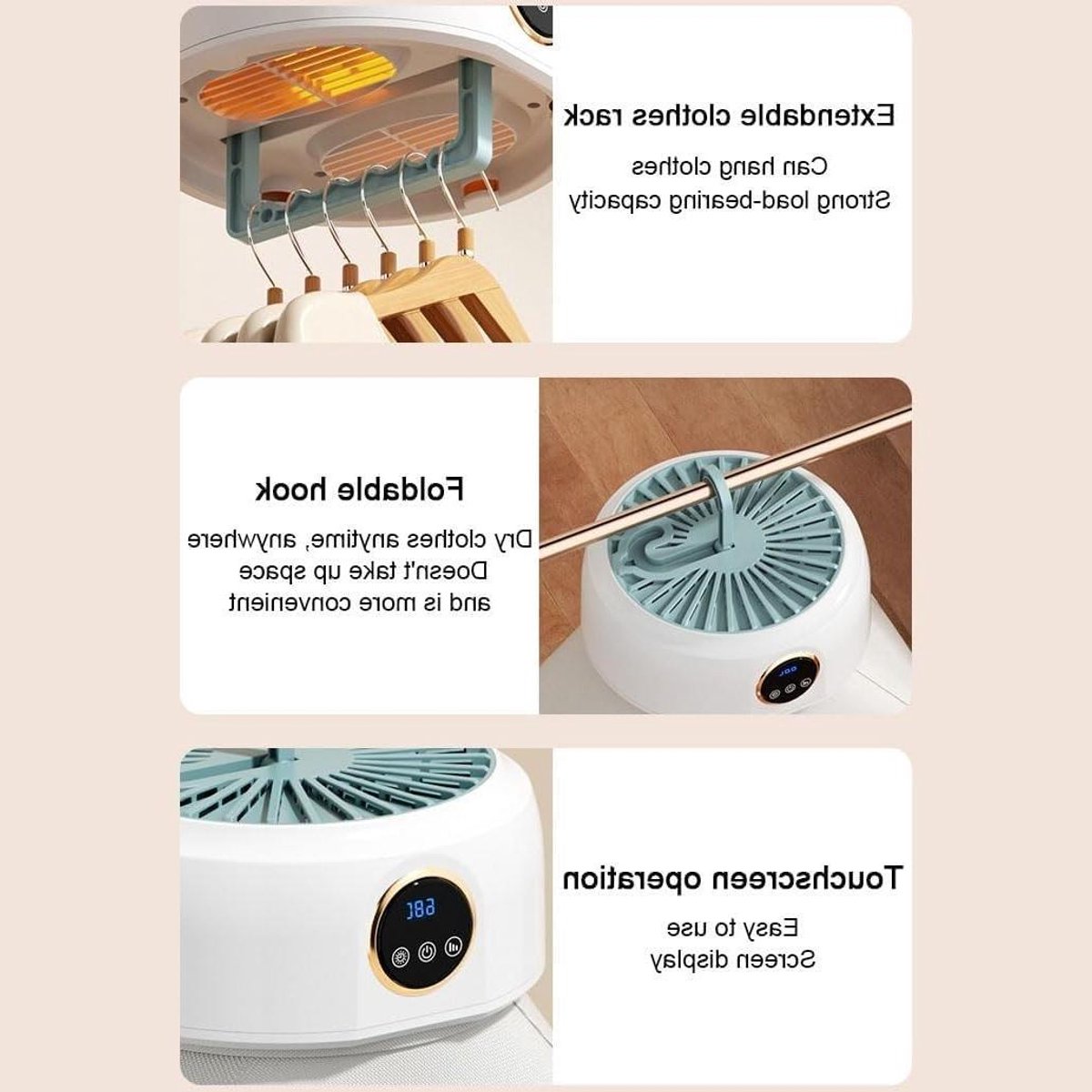 Draagbare Wasdroger Kleine Droger Snel Kleding Drogen Opvouwbaar Ontwerp 28 x 15 x 28 cm Wit