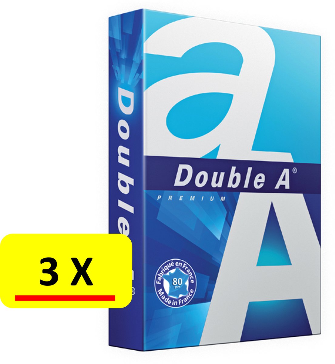 3 x Kopieerpapier Double A Premium A4 80gr wit 500 vel
