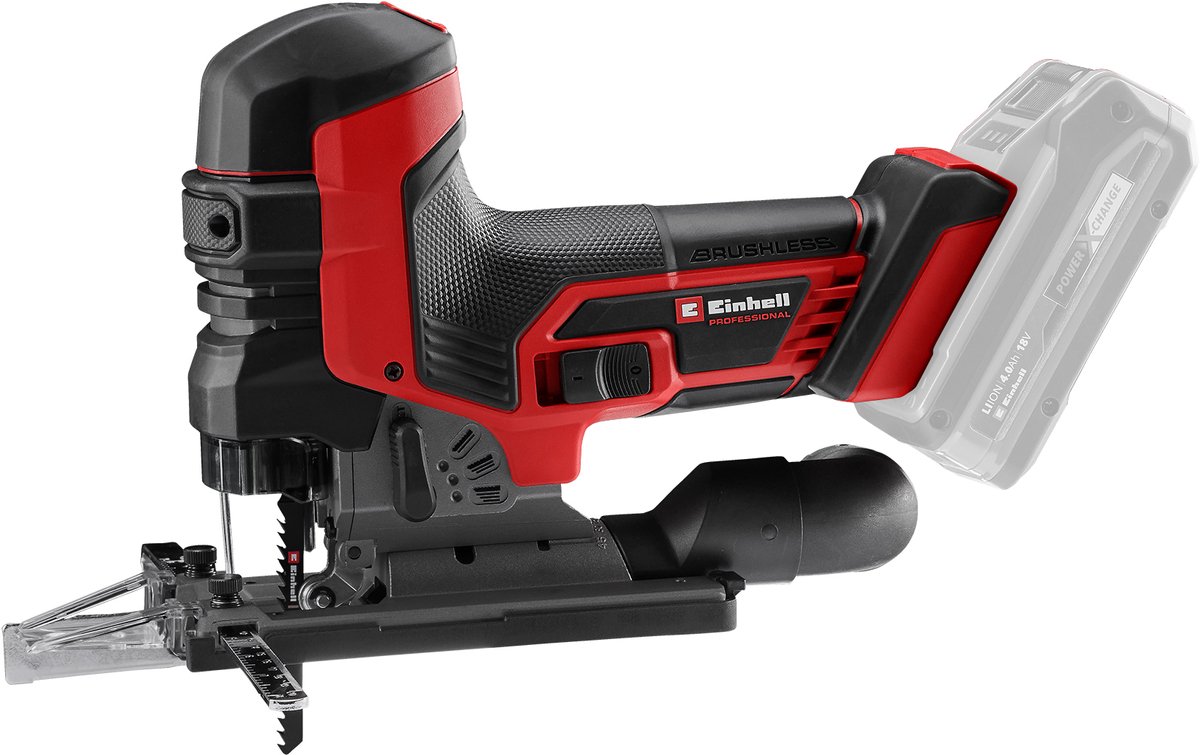 Einhell Professional Accu Decoupeerzaag TP-JST 18/135 Li BL Solo - Power X-Change - 18 V/Li-ion - Slaghoogte: 26 mm - Versteksneden: max. 45° - Incl. 3 zaagbladen - Excl. accu en lader