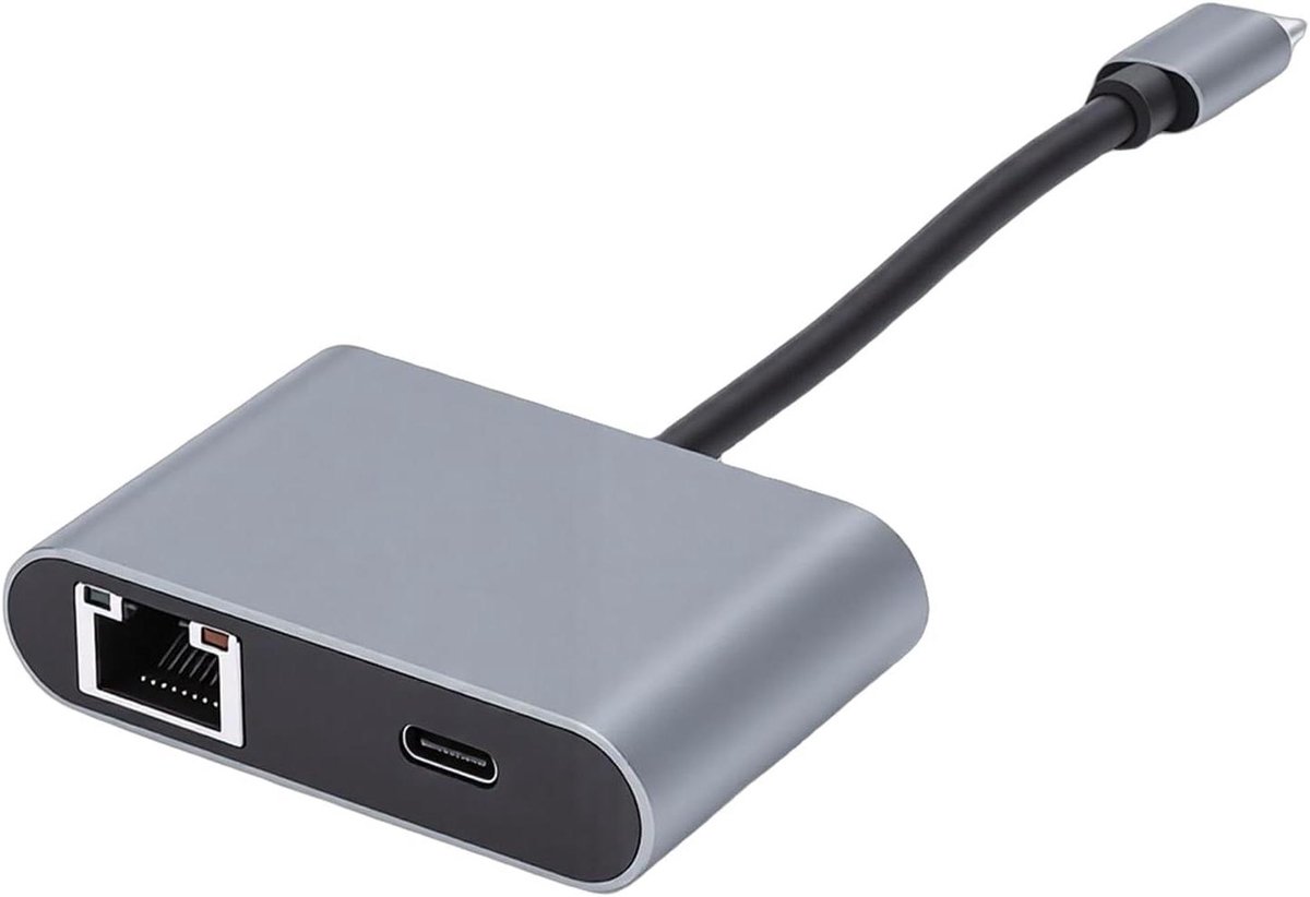 Type C Netwerkadapter - Ethernet LAN - Snelle Internetverbinding - Met PD Opladen - 25 Gbps - Aluminium