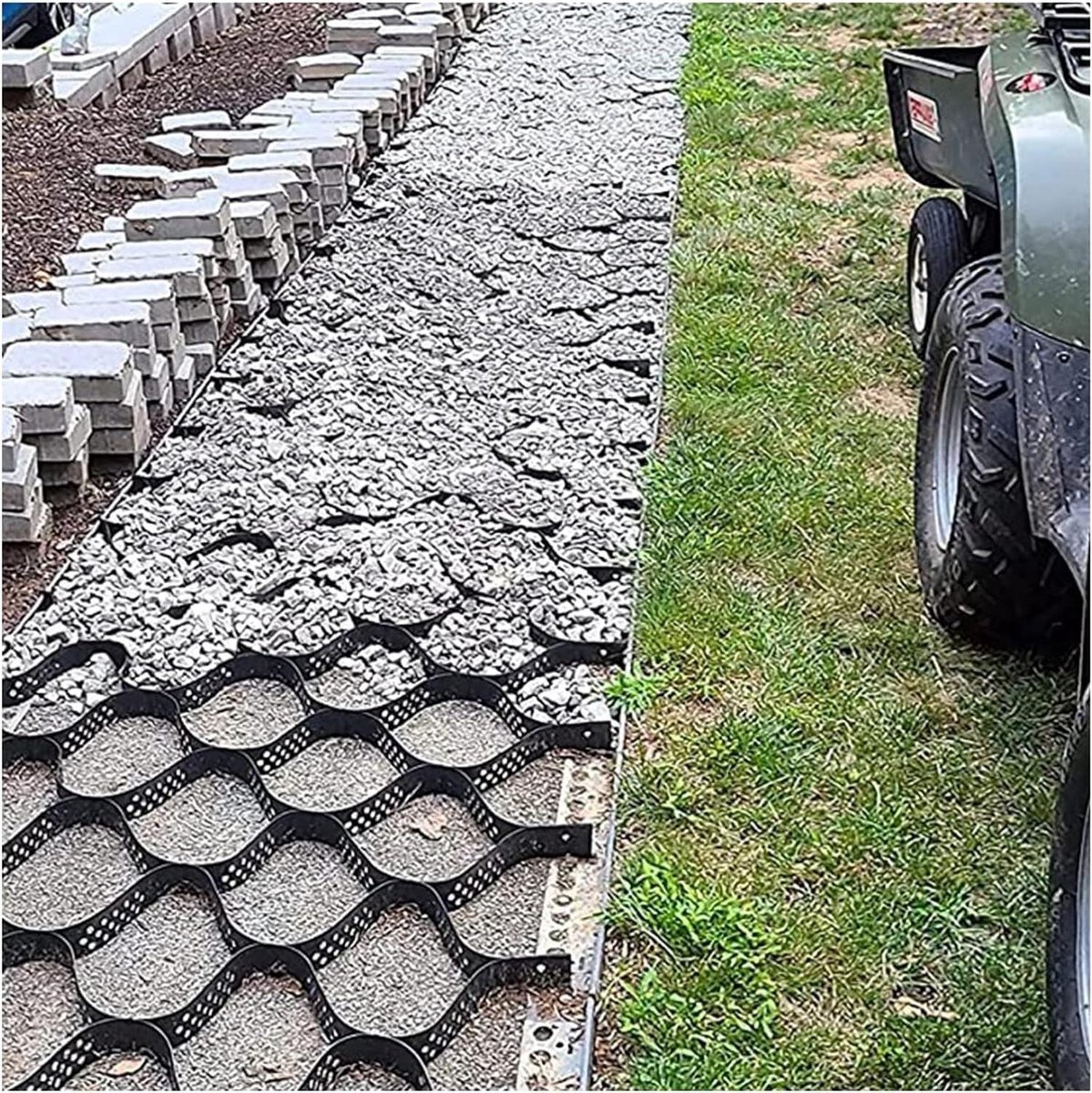 Grind rooster - Oprit stabilisator - Opritten versterken - Hoge belasting capaciteit - 4x6m - Zwart