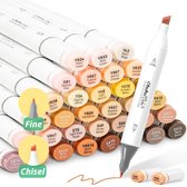 Ohuhu - Oahu Fine & Chisel - Alcohol Art Markers - 36 Skin Tone kleuren