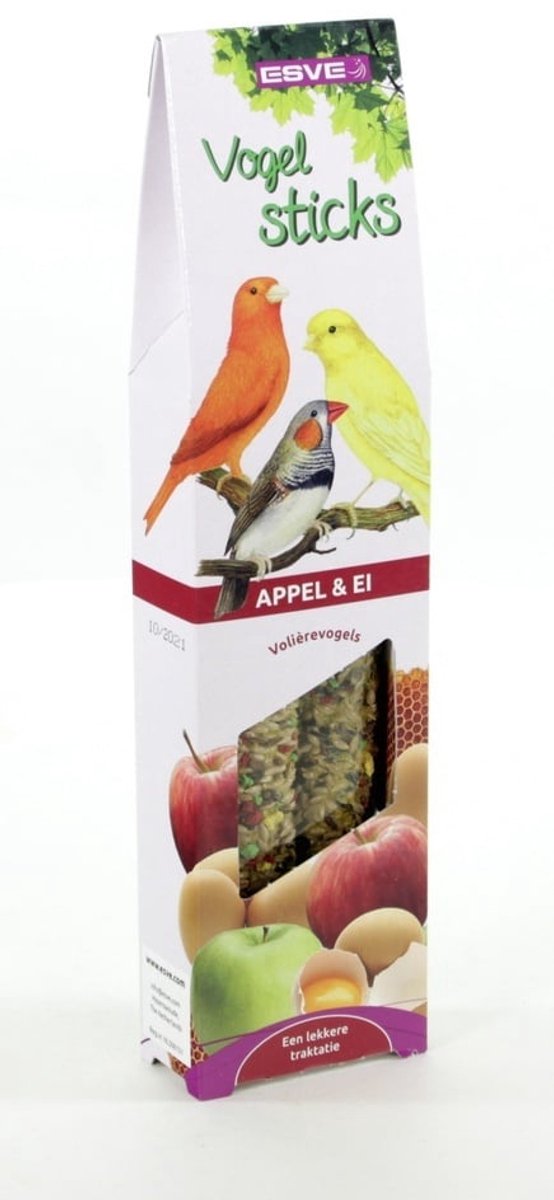 ESVE Vogelsticks voor kanaries | keuze uit fruitmix of appel en ei | 2 stuks Appel en Ei