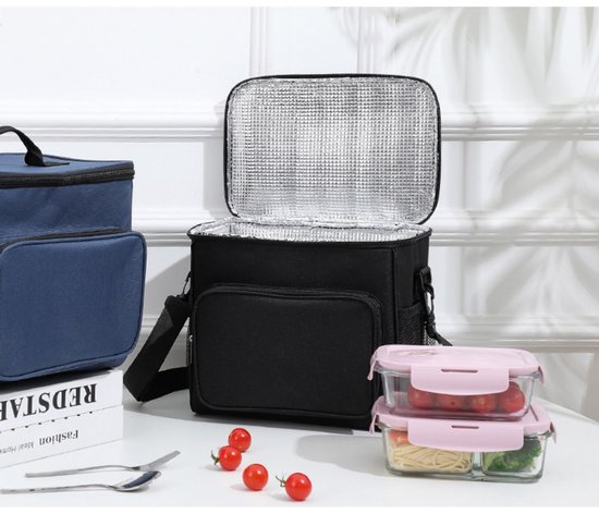 Geïsoleerde lunchtas - Herbruikbare lunchbox - Draagbare, zachte koeltas - Lekvrij ontwerp - Met verstelbare schouderband - Koeltas met grote inhoud - Picknicktas - Thermotas - Ideaal voor volwassenen (werk/picknicks) - 26 x 24 x 17 cm — afbeelding 3