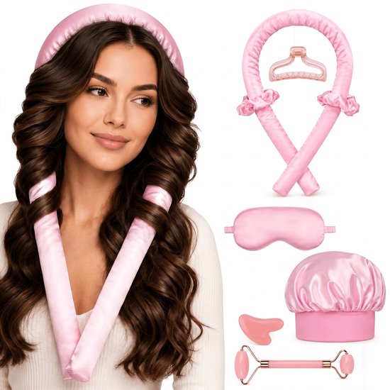 Maison Aiyan - Haarverzorging Giftset – Heatless Curler- Slaapmasker - Gua Sha Roller